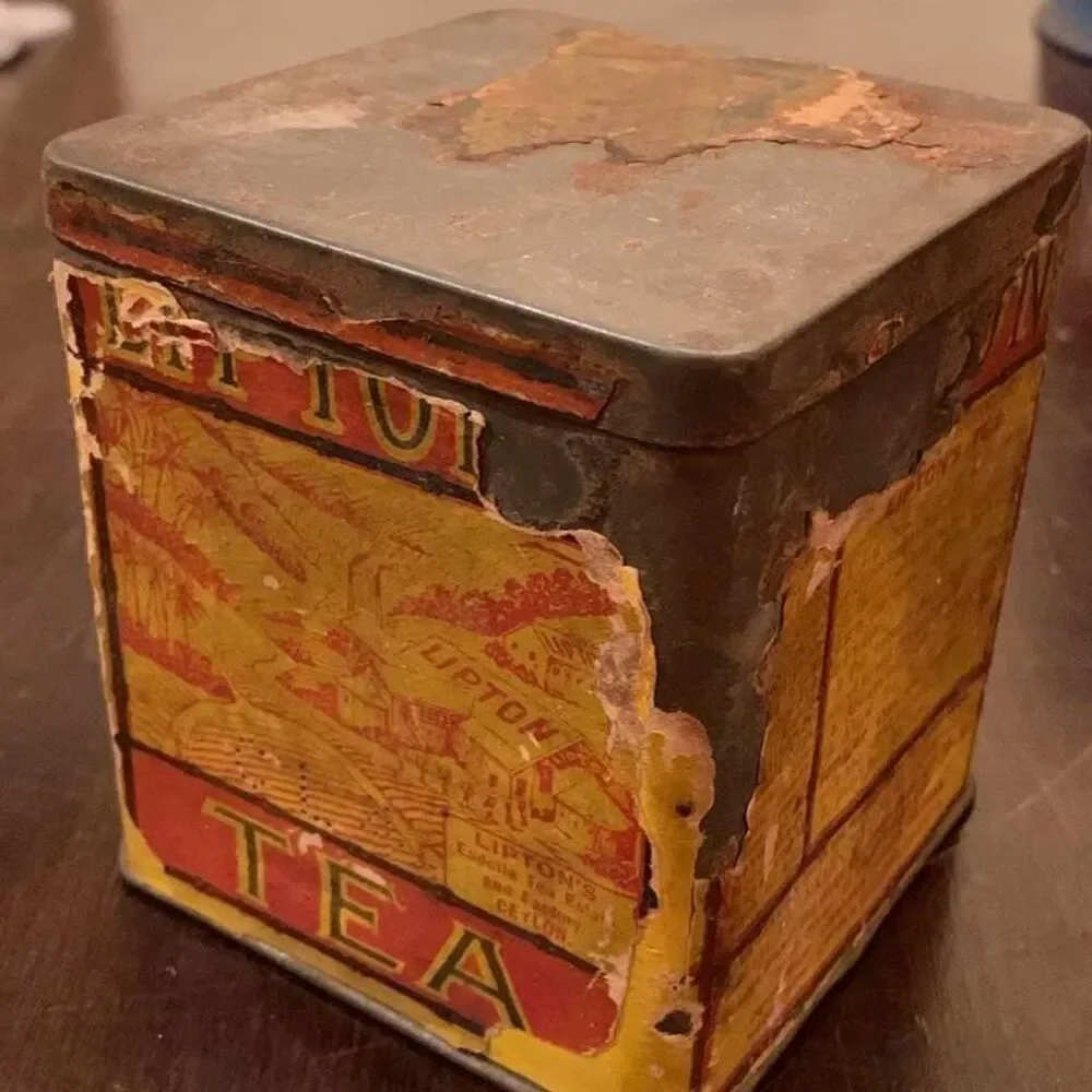 Vintage Lipton Tea Tin Yellow Label Ceylon